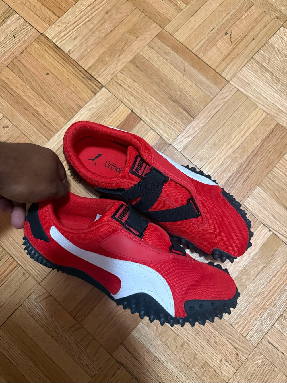 Puma Mens Mostro Red Athletic Sneakers with White Formstrip